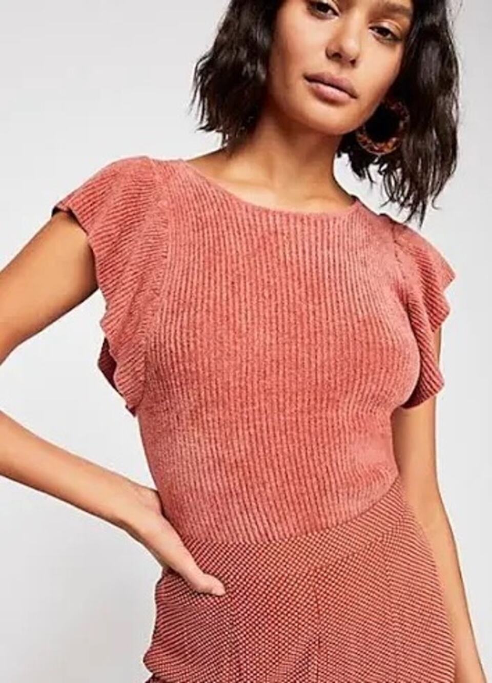 Free People FP One Nikita Ruffle Sleeve Top, XS